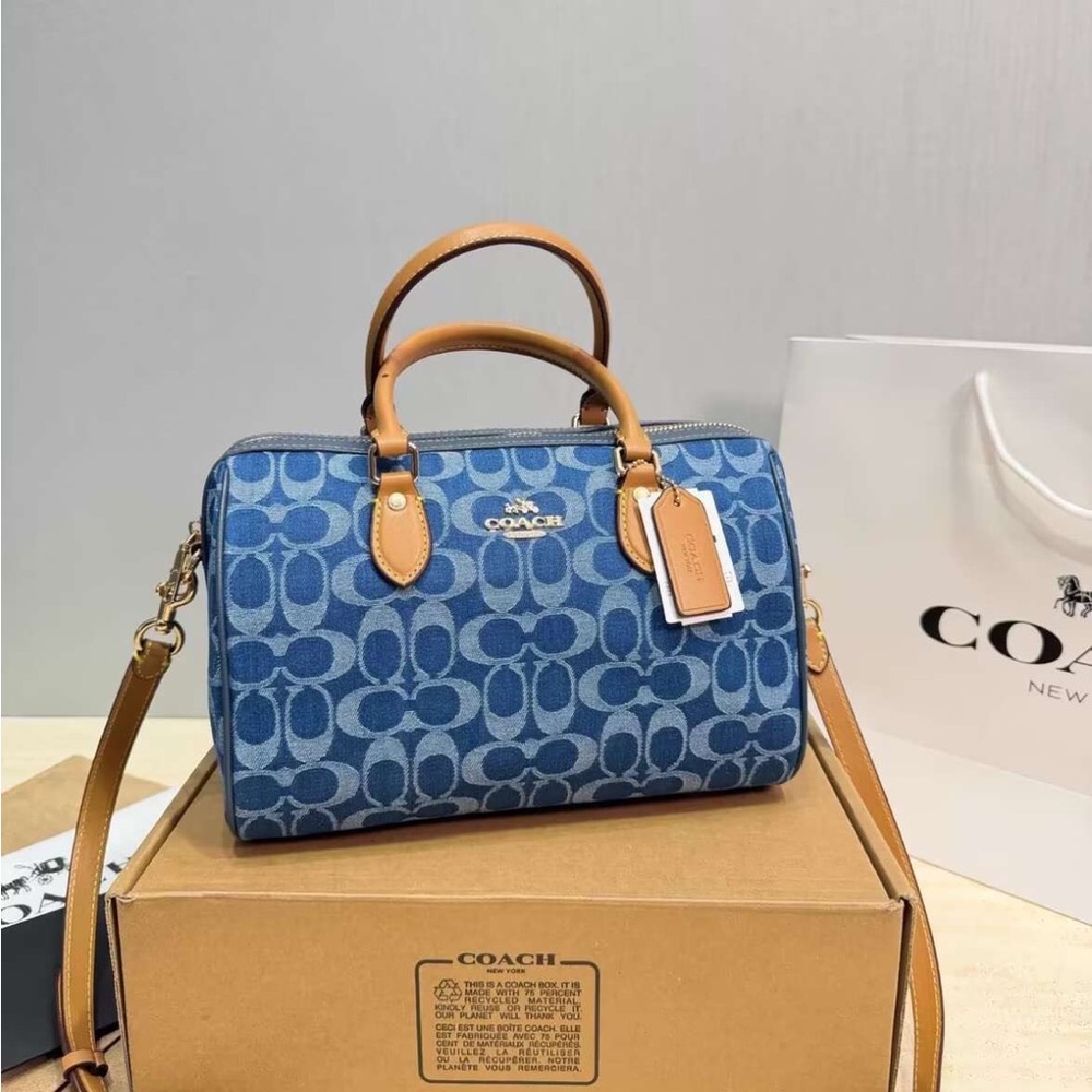 Coach Monogram Large Rowan Denim Bag NWT🎽👌 - Picture 6 of 8
